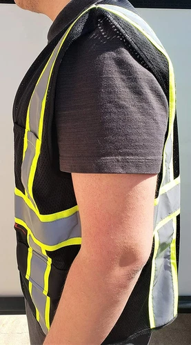 FX Two Tone HI-VIS Black Safety Vest with 4 Front Pocket (FXSV1001) image 2