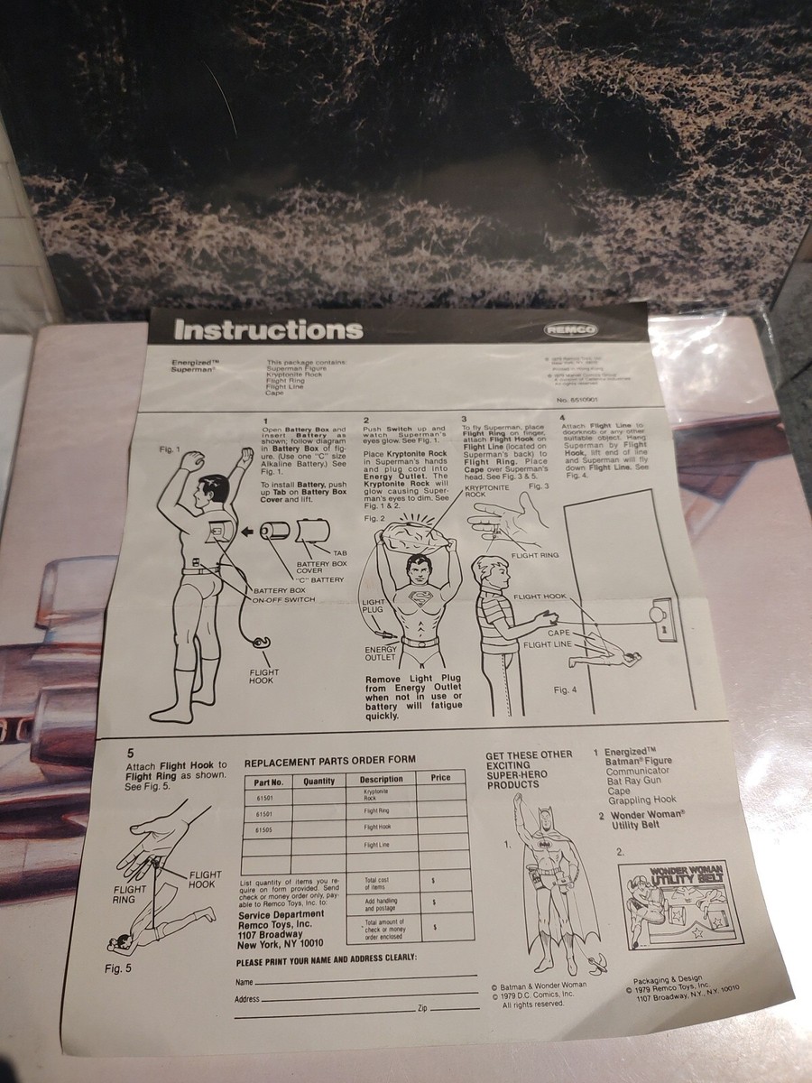 Vintage 1979 Remco Energized Superman X-Ray Action Figure