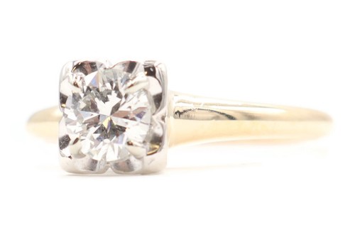 0.49 ctw Round Brilliant Diamond VS2 / H Estate Orange Blossom Engagement Ring - Picture 4 of 22