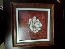 White Rose Framed Wall Art Print
