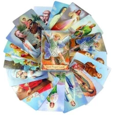 Pack of 54 Assorted Holy Cards with Catholic Saints and Prayers,
