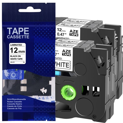 4PK TZ-231 Black on White Label Tape 12mm Compatible for Brother P ...