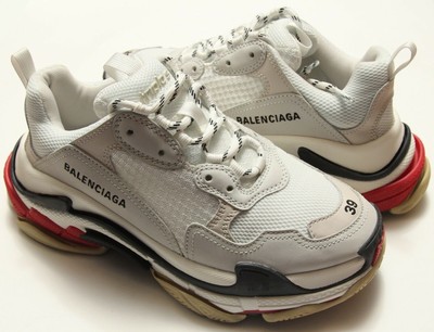 Balenciaga Triple S Trainers White Red Black Runners Sneakers Sz