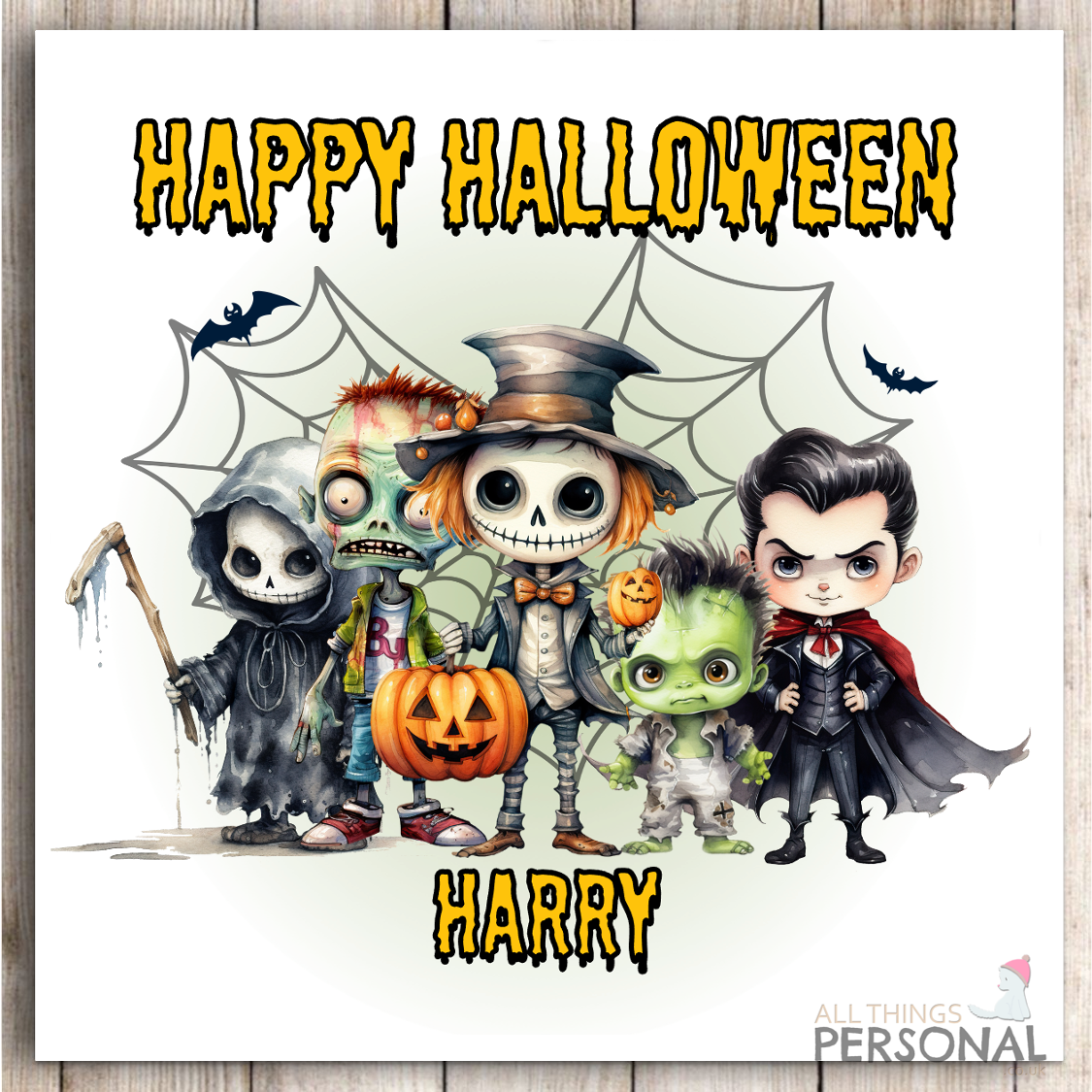 Personalised Halloween Card Spooky Friends Grandson Son Daughter Granddaughter