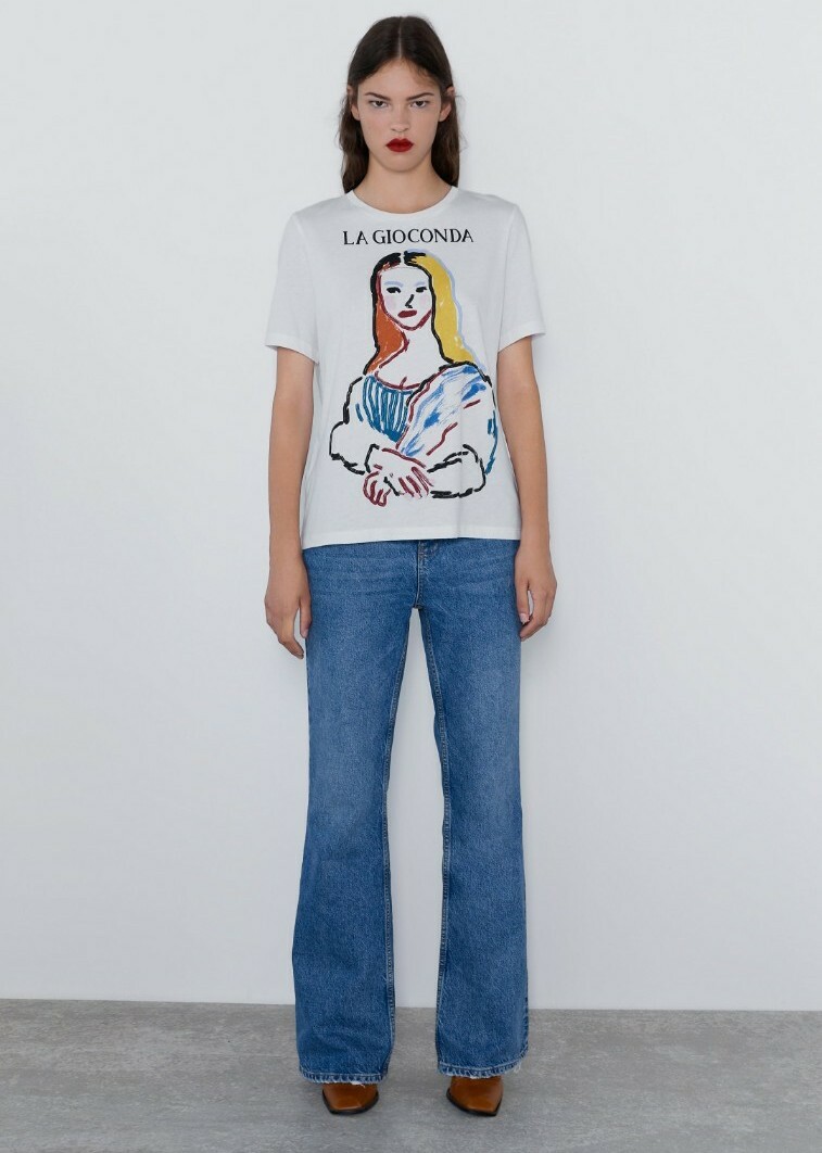 ZARA NEW WOMAN SS19 WHITE MONA LISA T-SHIRT REF:0962/451