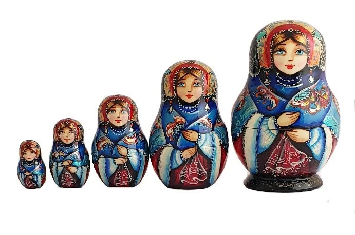Mini Poupées Russes Emboîtables – 5 Pièces – Peintes à La Main – Oiseaux – 8,5 Cm