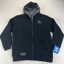 Clam Fleece Lined Hoodie Men’s M Black Full Zip Hooded Embroidered Ice Fishing