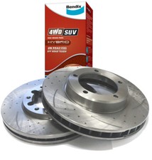 SLOTTED DIMPLED Front BRAKE ROTORS & BENDIX PADS FORD RANGER PX 2011 onwards