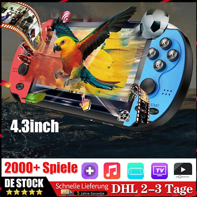 X7 Handheld Spielkonsole 2000+ Spiele MP5 4.3'' Kinder Video Retro Game Consoles