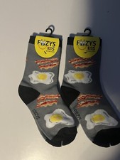 Breakfast Bacon Eggs Foozys Boys Kids Crew Socks