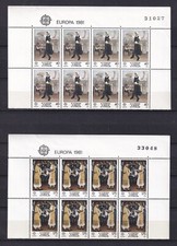 Zypern Europa 1981, Nr. 547 / 8, Bogenoberrand, 2 Reihen, postfrisch mit Bogennr