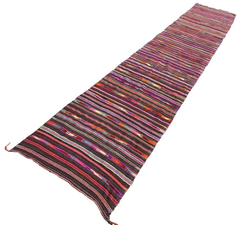 Southwestern Hallway Kitchen Runner Rug, Vintage Striped Area Rug 35"x205"
