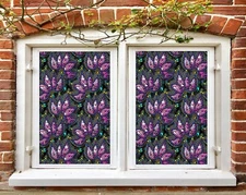 3D Purple Petals O2181 Window Film Print Sticker Cling Stained Glass UV Block Fa