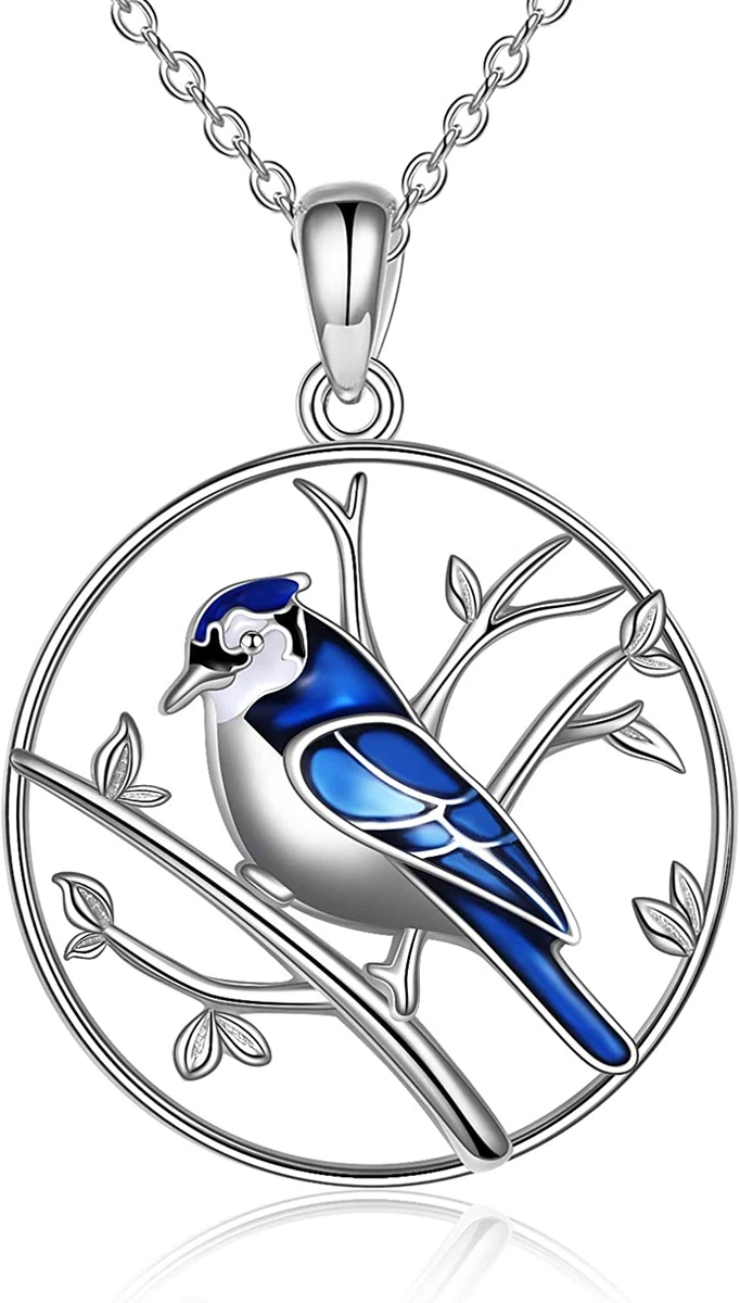 Blue Jay Necklace 925 Sterling Silver Blue Jay Pendant Necklaces