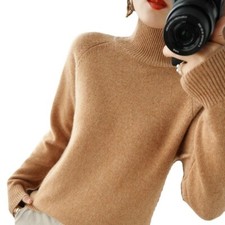 Turtleneck Cashmere Sweater Women Jumpers Long Sleeve Thick Pullover