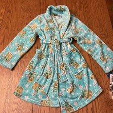 Star Wars Yoda Plush Robe Girl  s Size 7/8 Pockets Tie Closure Comfy Lounge NWT