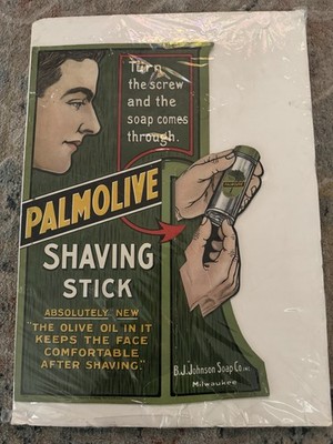 Palmolive Shave Stick Vintage Cardboard Sign