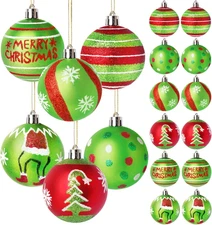 12 Pcs 2.4 Inch Christmas Ball Ornaments for Tree,Red and Green Glittering Hangi