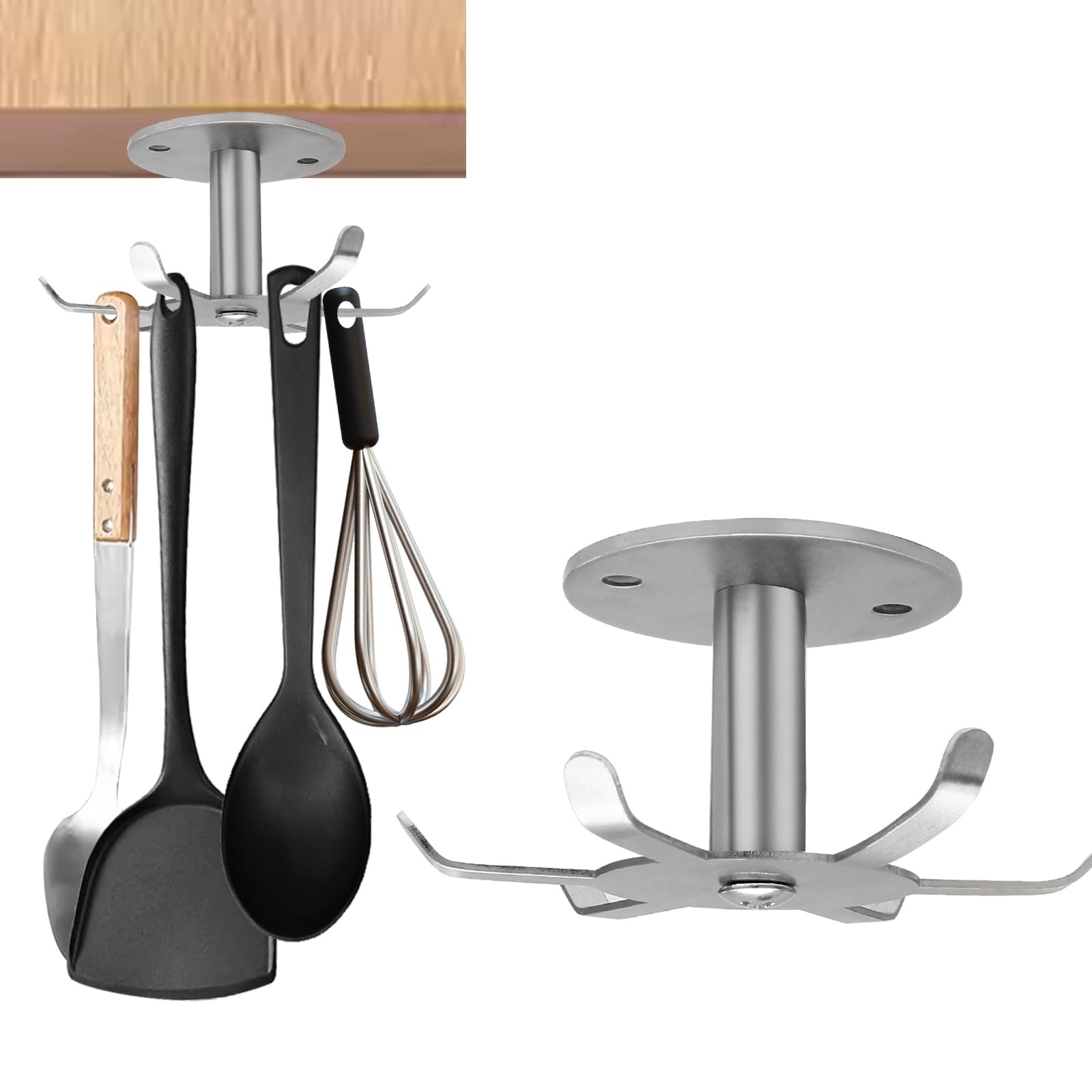 Under Cabinet Kitchen Utensil Hooks Stainless Steel 360 Rota