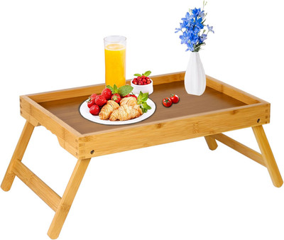 Bed Tray Table for Eating with Folding Legs, Bamboo Breakfast Table in Bed for E