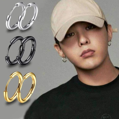 Stainless Steel Hoop Earrings Gold Color Small Huggie Cartilage Earrings Pair