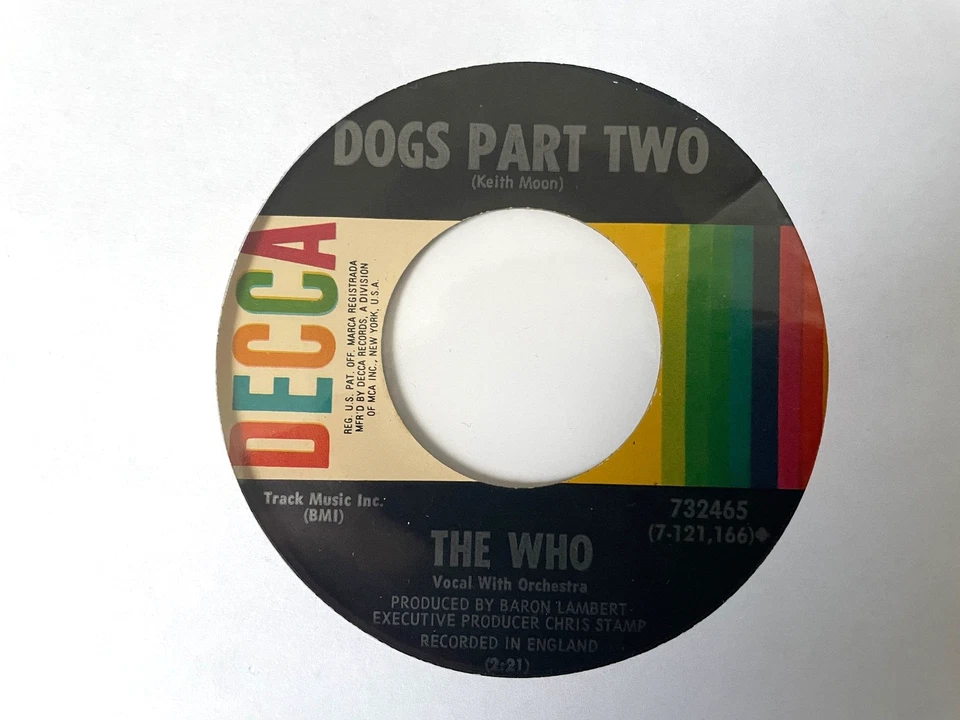 The Who - 1969 US Decca Records PS 45: Pinball Wizard / Dogs Part Two _EX - Image 4 of 4