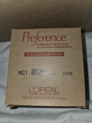 L'oreal Preference Permanent Hair Color MG1 Mega Cools Gem Luster  (6) 2 Fl Oz