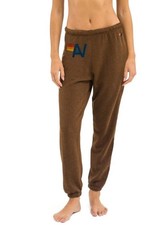 Felpa jogger donna Aviator Nation marrone logo taglia XS nuova senza etichette