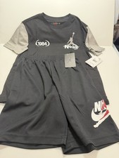 NEW NIKE Air Jordan Black SHORTS T SHIRT Set Boys Sz M 10-12 Total MSRP 57