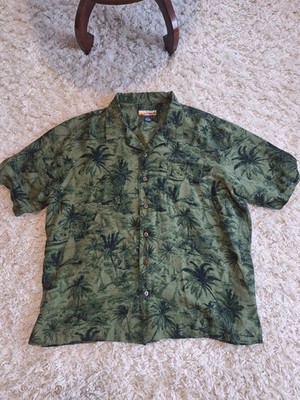 Havana Jack's Cafe Shirt Men's XXL Silk Hawaiian Palm Tree Sailboat Casual