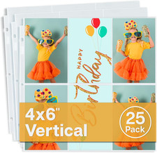 12x12 Scrapbook Page Protectors, 4x6 Photo Sleeves for 3 Ring Binder, 25-Pack Ve