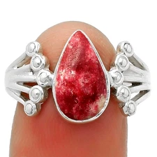 Natural Pink Thulite - Norway 925 Sterling Silver Ring s.8.5 Jewelry R-1249