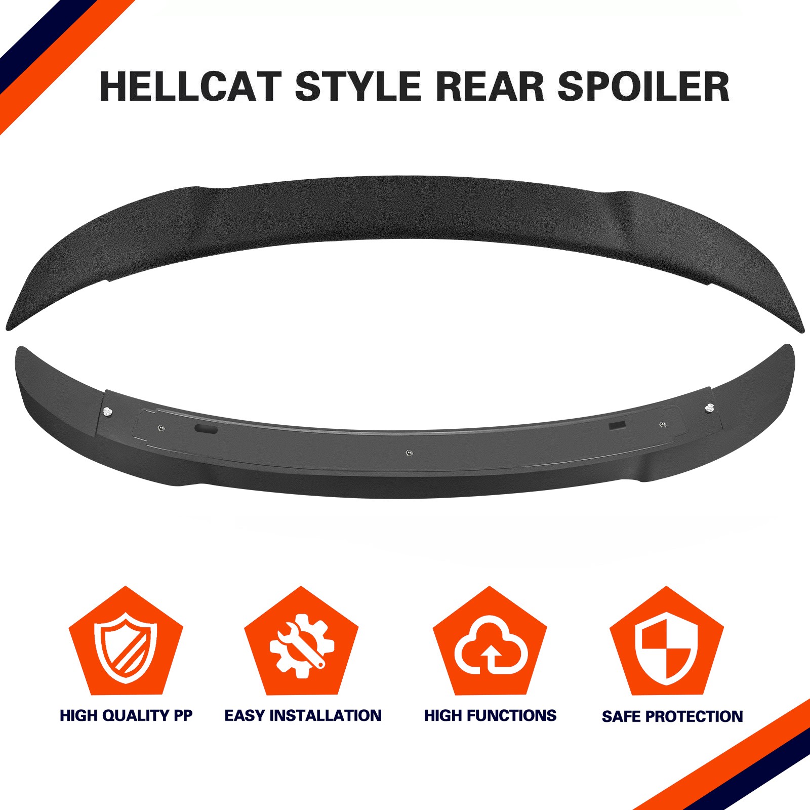 Fits 2011-2023 Dodge Charger Matt-Black Hellcat Style Rear Trunk Spoiler Wing