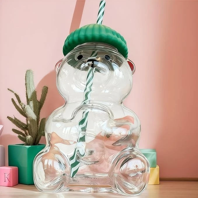 2026 Xmas STARBUCKS New Glass Bear Cold Cup With Straw 20oz Mug Jar Coffee Cup - image 2 of 4
