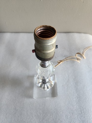 Vintage Mid-Century 50er Jahre geschliffenes gestapeltes Glas Akzent Tischlampe • funktioniert 9" - Bild 10 von 24