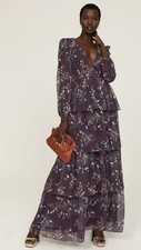 $398 leena for Mac Duggal Purple Floral Tiered Gown SZ 4