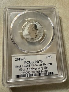 2018-S PCGS PR70-25C- Block Island NP-Silver Rev PR - 50th Anniversary