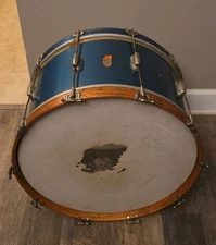 Vintage Slingerland Chicago 14x22 Blue Bass Drum 50s or 60s 