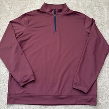 Peter Millar Pullover Mens XL Maroon Red Perth Melange Performance 1/4 Zip Golf