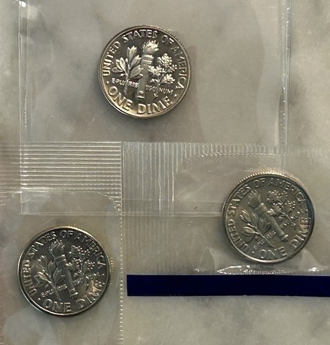 1988 P D S Roosevelt Dime - Proof & BU 3 Coin Lot - Mint Cello - Picture 4 of 5