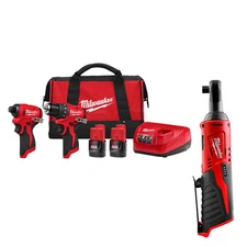 Milwaukee 3494-22RT M12 12V 2-Tool Cordless Combo Kit w/ Ratchet