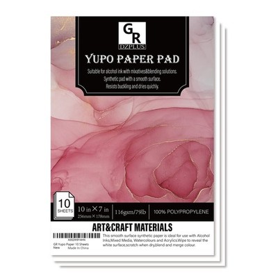 10 Sheets Yupo Paper, 10 x 7 Inch, 116GSM, Synthetic, Watercolor, Art