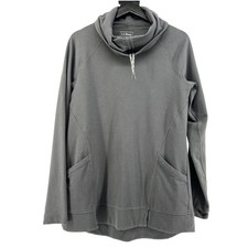 L.L.Bean Women's Gray Half Zip Funnel Neck Pullover Sweatshirt Top
