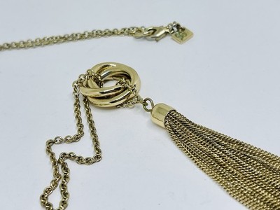 Vintage Gold Tone Love Knot Metal Mesh Chain Tassle Necklace Banana Republic 30 