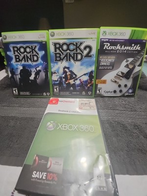 4 Xbox 360 Game Lot - Rock Band, Rock Band 2, Rocksmith 2014, Bioshock 2