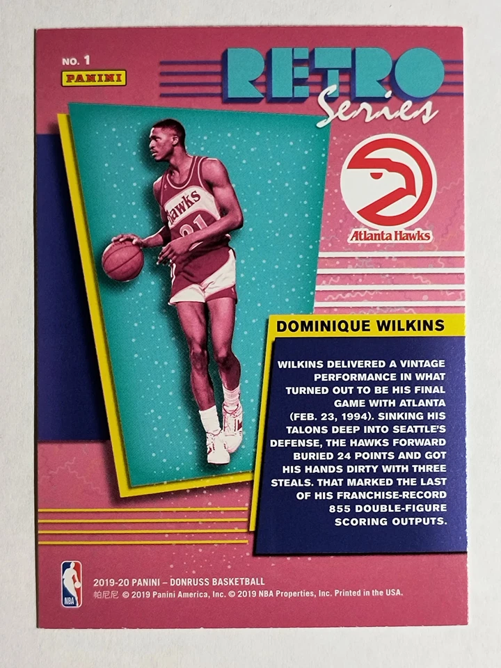 2019-20 Donruss Retro Series #1 Dominique Wilkins - Image 2 of 2