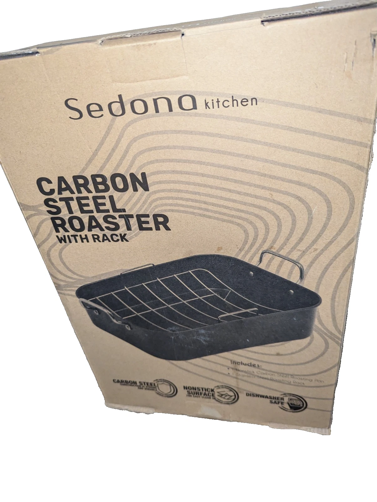 NEW 17’ Carbon Steel Non-stick￼ TurkeyRotisserie Roasting Pan W/Removable Rack