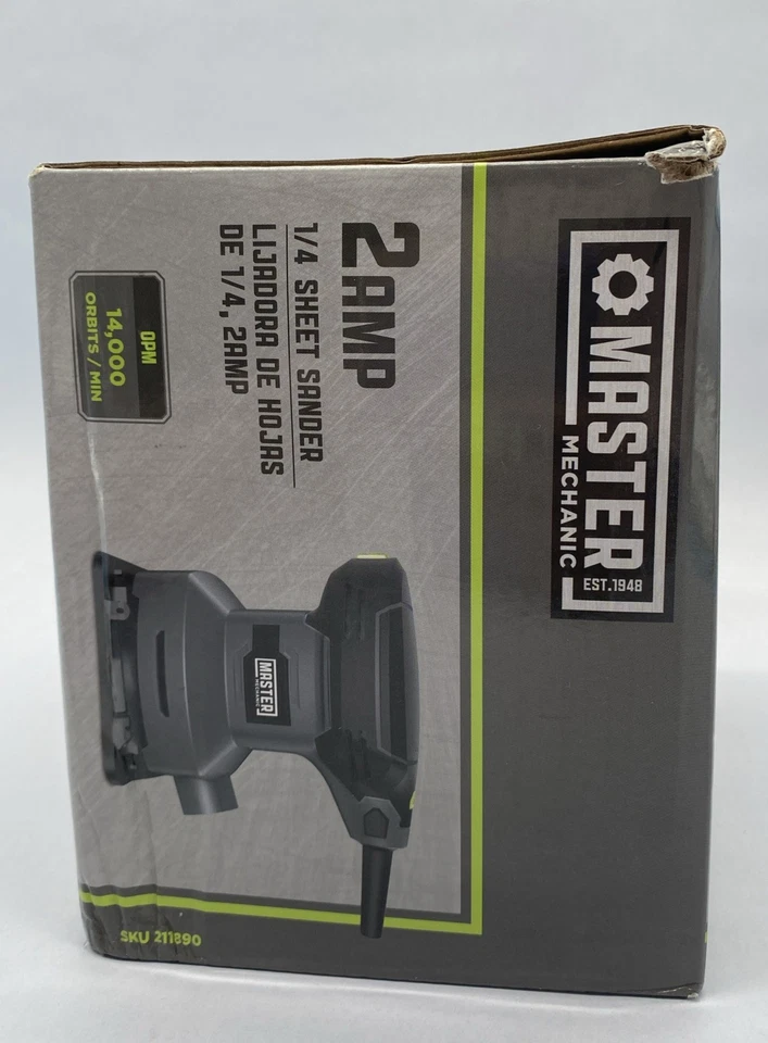NEW MASTER MECHANIC 2amp. CORDED 1/4 SHEET SANDER W/DUST BAG  # 211890 OPEN BOX! - Image 3 of 4