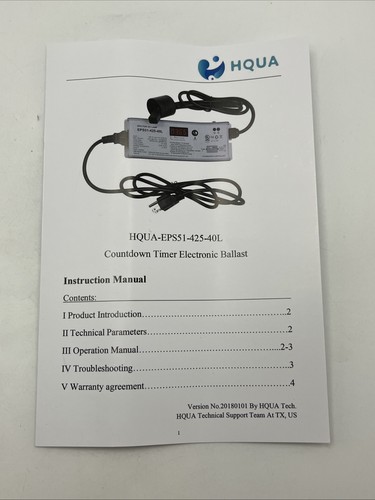 HQUA EPS51-425-40L Lámpara UV Balastro Electrónico 10-40W 110-240V Temporizador Fluorescente - Imagen 8 de 10