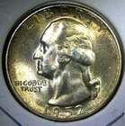 1952 S ** Washington Quarter ** Beautiful Color ** CH BU ** Album Toned